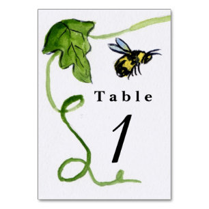 Honey Bee Garden Table Cards Custom Numbers Tischnummer