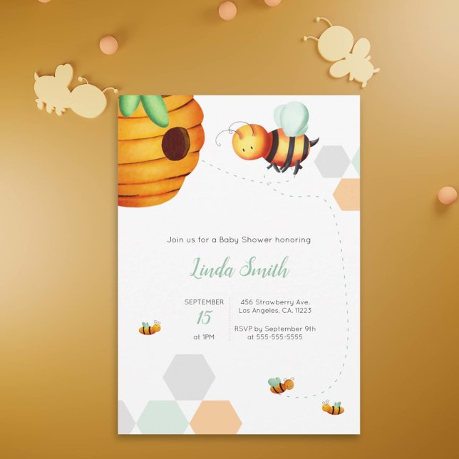 Honey Bee Gender Neutral Baby Shower Einladung (Von Creator hochgeladen)