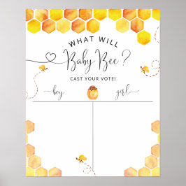 Honey Bee Gender Reveal Voting Sign Poster