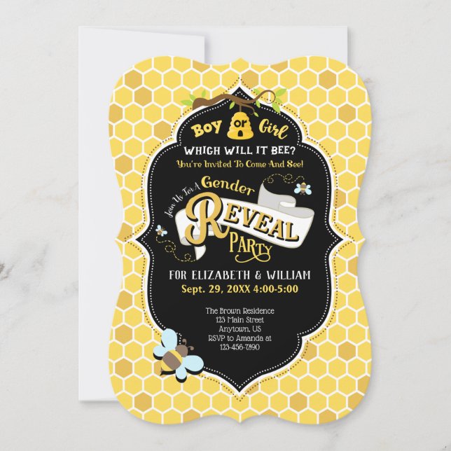 Honey Bee Genre Reveillez Invitation (Devant)
