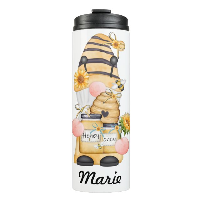 Honey Bee Gnome Travel Mug Thermosbecher (Vorderseite)