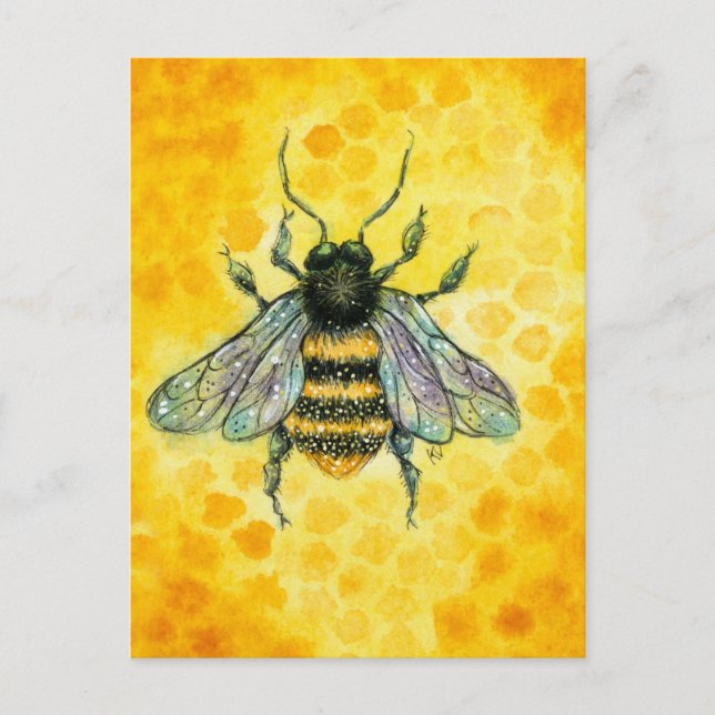 Honey Bee Gold Postkarte (Vorderseite)