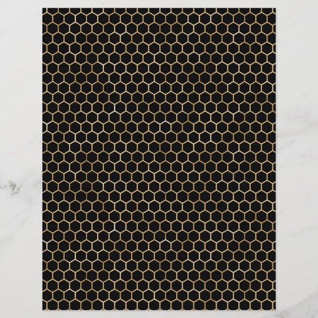 Honey Bee Golden Honeycomb Scrapbook Paper Sheet (Vorderseite)