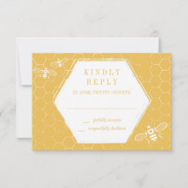 Honey Bee Golden Yellow Pattern RSVP Card Karte