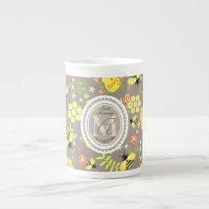 Honey Bee Gray Prozellantasse