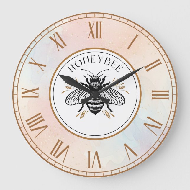 Honey Bee Große Wanduhr (Vorderseite)