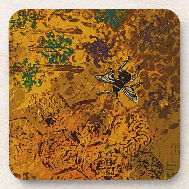Honey Bee Hard Plastic Untersetzer (Vorderseite)