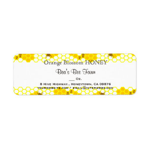 Honey Bee Honeycomb 0,75" x 2,25" Editable Label