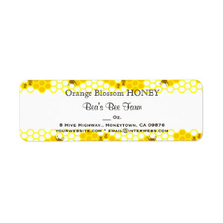Honey Bee Honeycomb 0,75" x 2,25" Editable Label