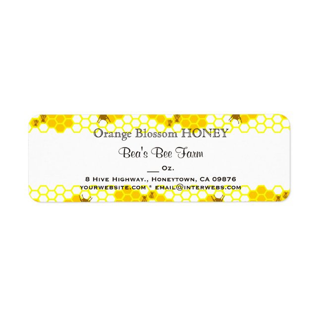 Honey Bee Honeycomb 0,75" x 2,25" Editable Label (Vorne)