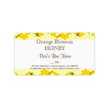 Honey Bee Honeycomb 1,25" x 2,375" Editable Label