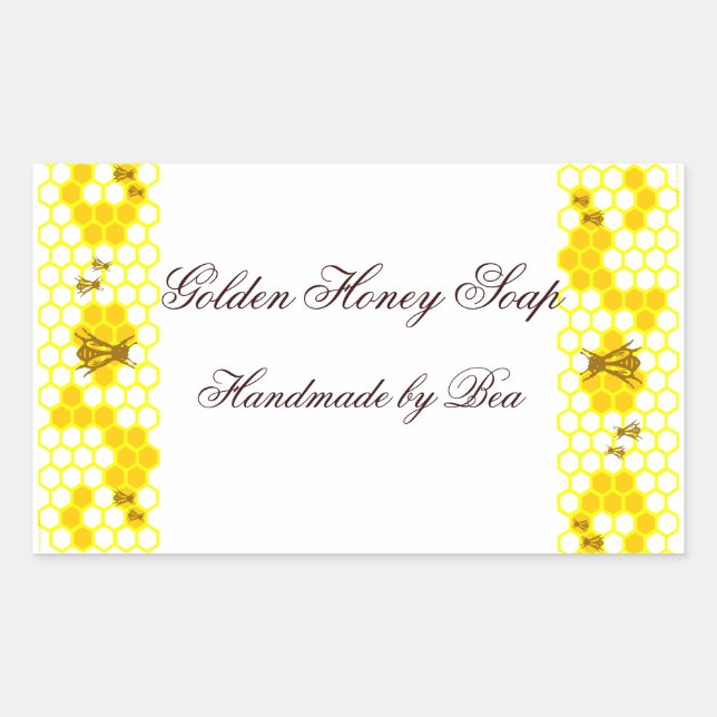 Honey Bee Honeycomb Art Custom Jar Stickers (Vorderseite)