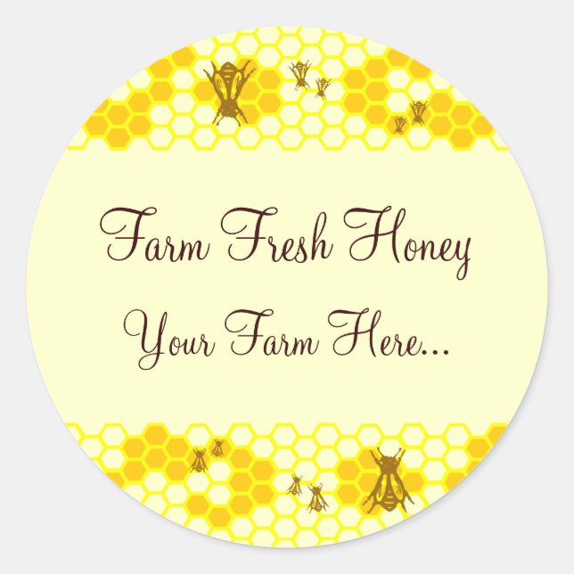 Honey Bee Honeycomb Art Custom Jar Stickers (Vorderseite)