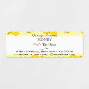 Honey Bee Honeycomb Art Editable 2,25" x 0,75" Etiketten