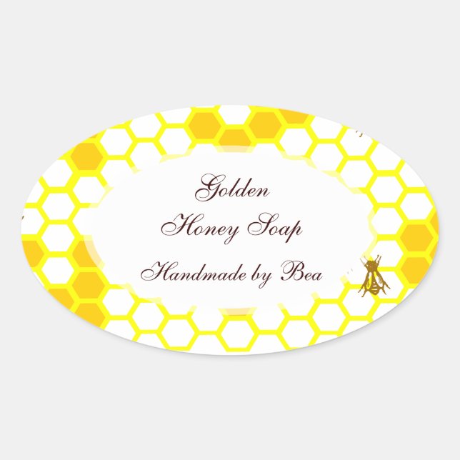 Honey Bee Honeycomb Art éditable Oval Sticker (Devant)