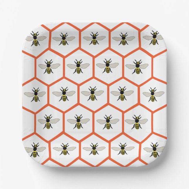 Honey Bee Honeycomb Baby Shower Bee Erster Geburts Pappteller (Vorderseite)