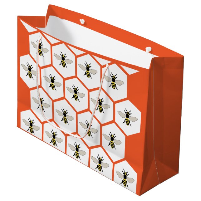 Honey Bee Honeycomb Bees Fun Niedlich Große Geschenktüte (Vorderseite Schrägansicht)