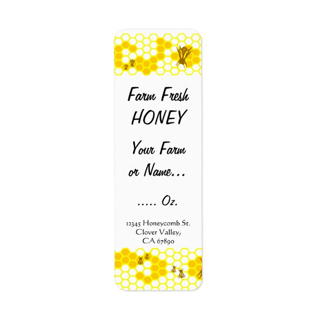 Honey Bee Honeycomb Custom 0,75" x 2,25" Label (Vorne)