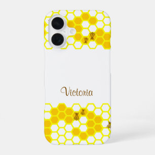 Honey Bee Honeycomb Custom 3" Round Aufkleber iPhone 16 Hülle