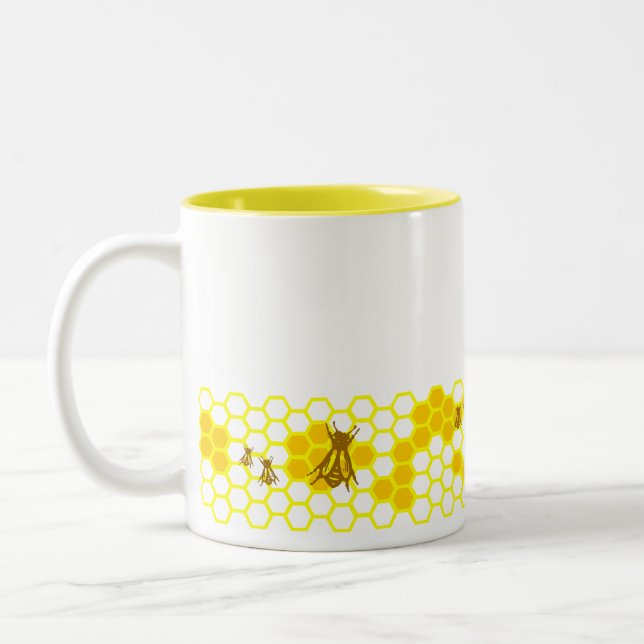 Honey Bee Honeycomb Custom Coffee Tasse (Links)