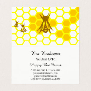 Honey Bee Honeycomb Custom Folded Business Card Visitenkarten