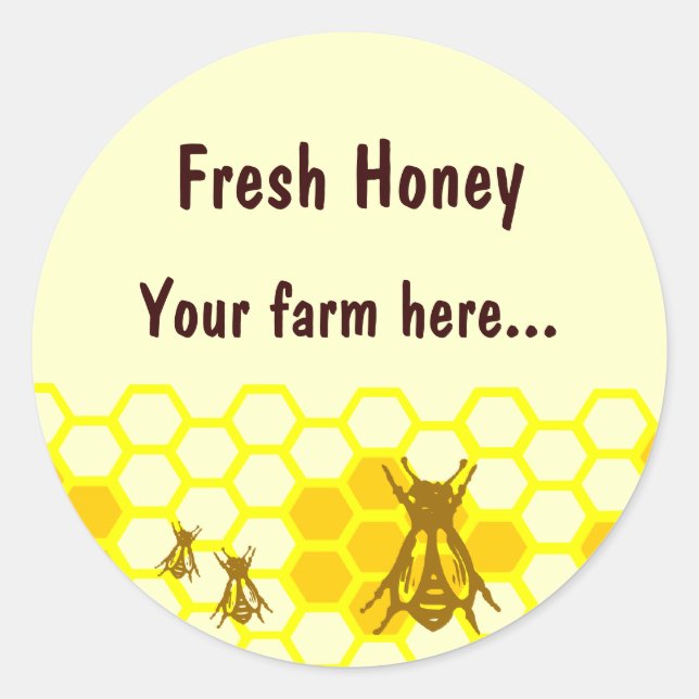 Honey Bee Honeycomb Custom Jar Label Stickers (Vorderseite)