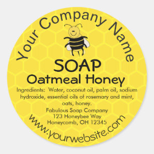 Honey Bee Honeycomb Custom Soap Label Stickers