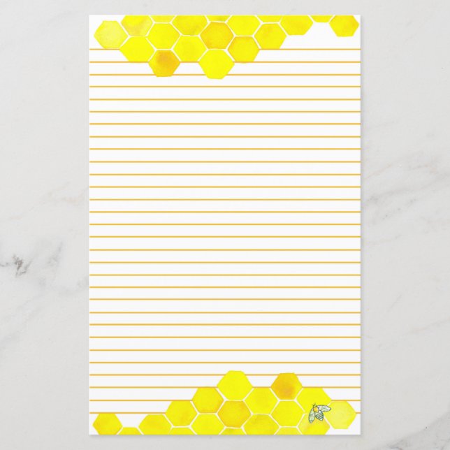 Honey Bee Honeycomb Gelb Lined Letter Writing (Vorderseite)