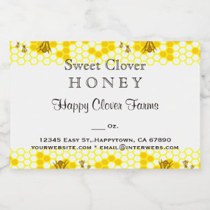 Honey Bee Honeycomb modifiable 3" x 2" Étiquette a