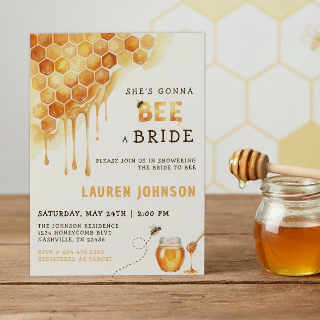 Honey Bee Honeycomb Watercolor Bridal Shower Einladung (Honey Bee Honeycomb Watercolor Bridal Shower Invitation
)