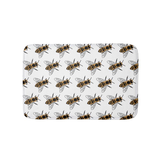 Honey Bee Illustration Insect Badematte (Vorderseite)