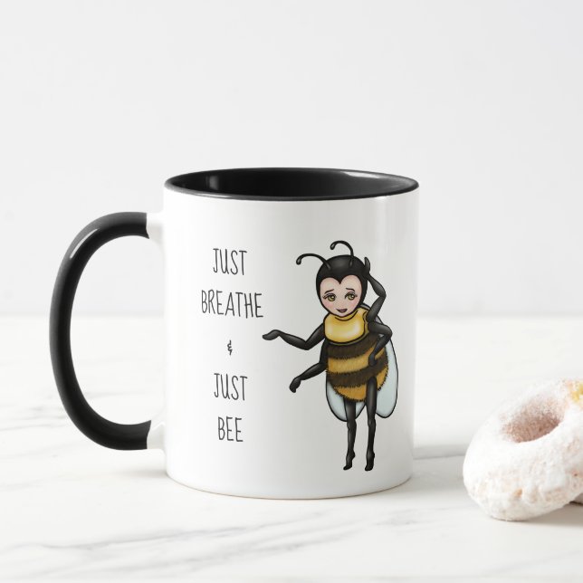 Honey Bee Just Breathe & Just Bee Tasse (Mit Donut)