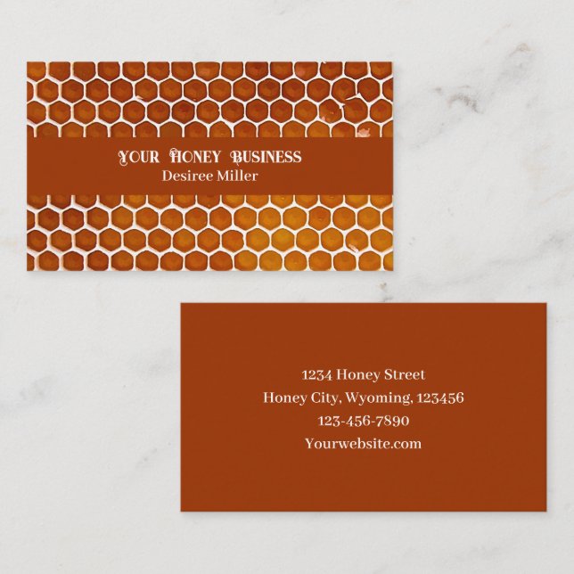 Honey Bee Keeper Golden Honeycomb Visitenkarte (Vorne/Hinten)