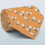 Honey Bee Krawatte<br><div class="desc">Ein Honigbienenmuster auf einem verbrannten orangen Hintergrund für diejenigen,  die Natur und Bestäuber Liebe. Originelle Kunst von Nic Squirrell. Ändern Sie die Hintergrundfarbe im Entwurfswerkzeug,  um sie anzupassen.</div>