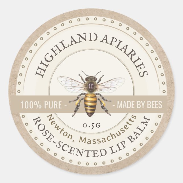 Honey Bee Label Kraft Imker Apiary Runder Aufkleber (Vorderseite)