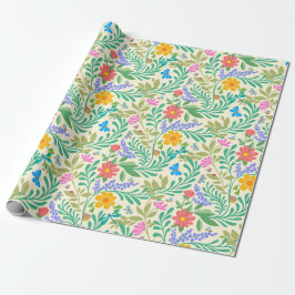 Honey Bee, Ladybug, Butterfly, Dragonfly & Blume Geschenkpapier