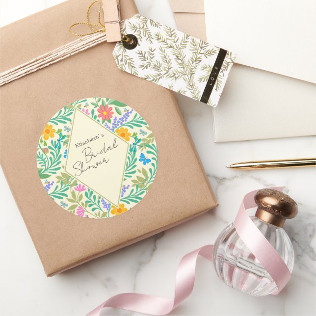 Honey Bee, Ladybug, Butterfly, Dragonfly & Blume Runder Aufkleber (Schenken)