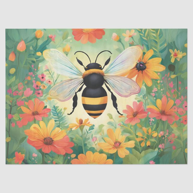 Honey Bee Landing View Seidenpapier (Vorderseite)