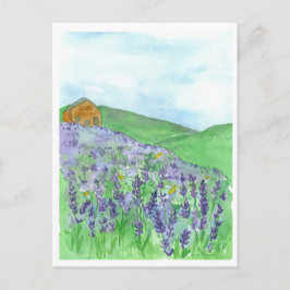 Honey Bee Lavender Field Hütte Postkarte