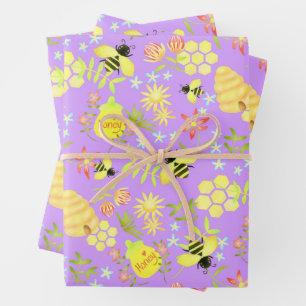 Honey Bee Lila Geschenkpapier Set