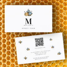 Honey Bee Luxury Monogram Minimalist QR Code