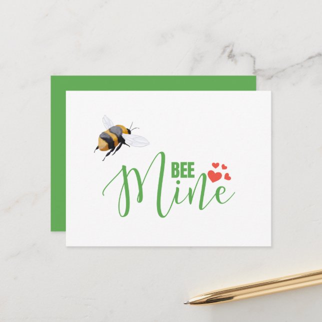 Honey Bee Mine Funny Valentine's Day Card Postkarte (Vorderseite/Rückseite Beispiel)
