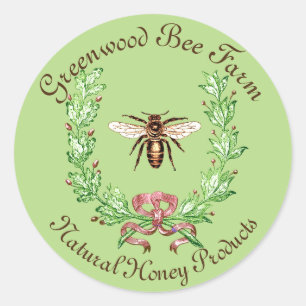 HONEY BEE, MIT OAK-BLÄTTER BEKÄMPFEN RUNDER AUFKLEBER