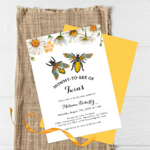 Honey Bee Mommy to Bee Twins Baby Shower Einladung