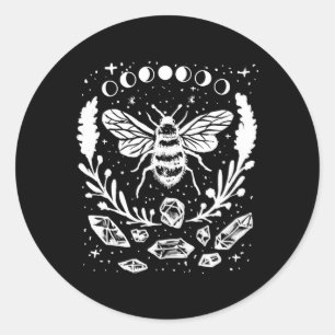 Honey Bee Moon Phases Crystals Gothic Punk Style Runder Aufkleber