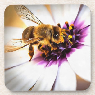 Honey Bee on African Daisy Acrylic Art Getränkeuntersetzer