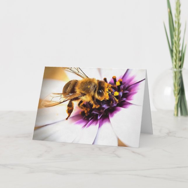 Honey Bee on African Daisy Acrylic Art Karte (Vorderseite)