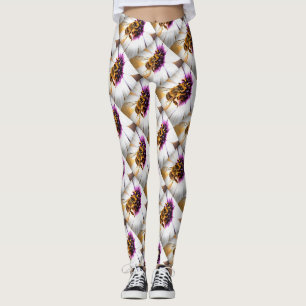 Honey Bee on African Daisy Acrylic Art Leggings