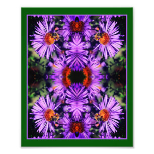 Honey Bee On Lila Aster Blume Abstrakt Fotodruck