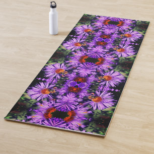 Honey Bee On Lila Aster Blume Abstrakt Yogamatte